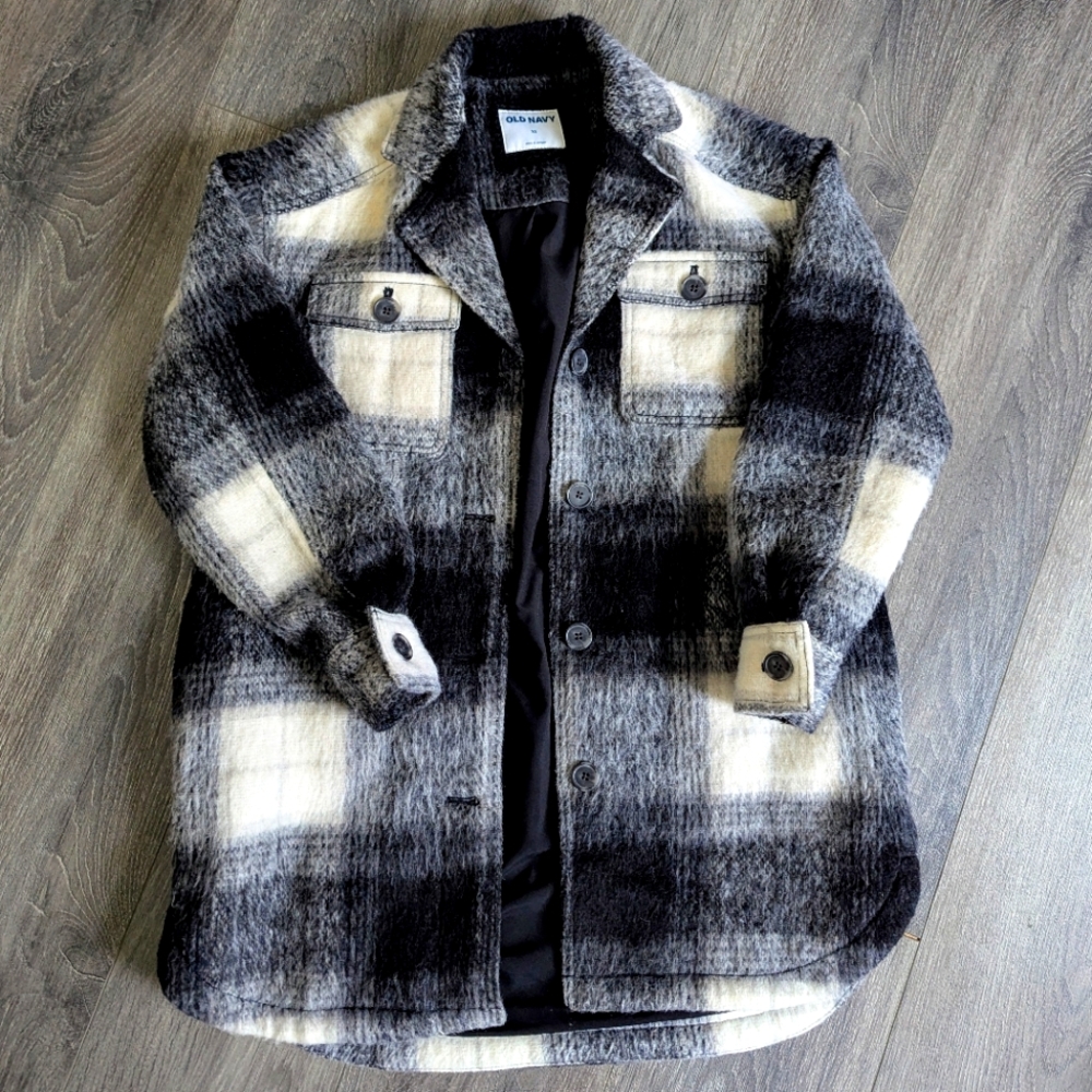 Old Navy Black and White Plaid Jacket